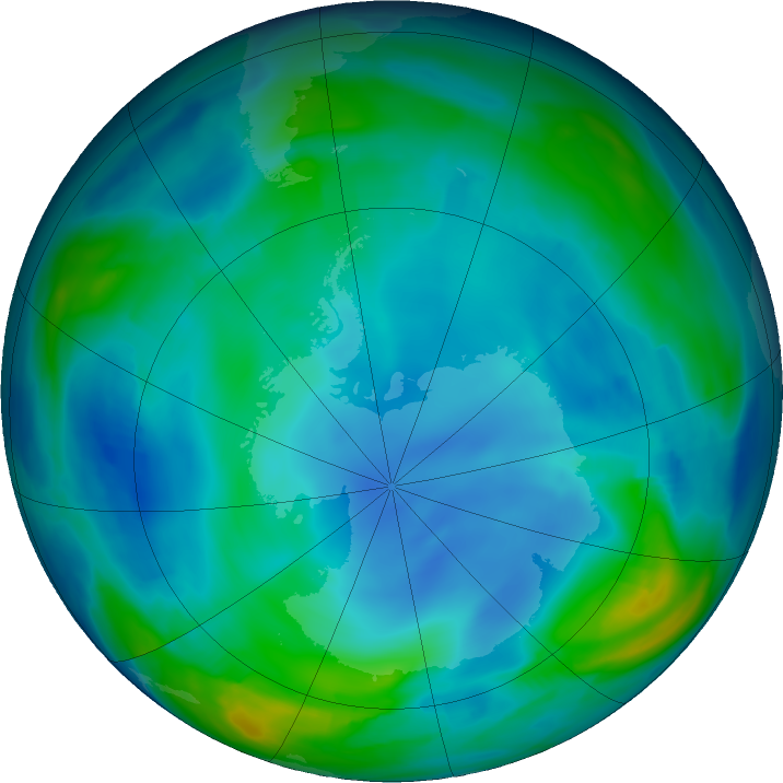 Antarctic ozone map for 09 June 2022